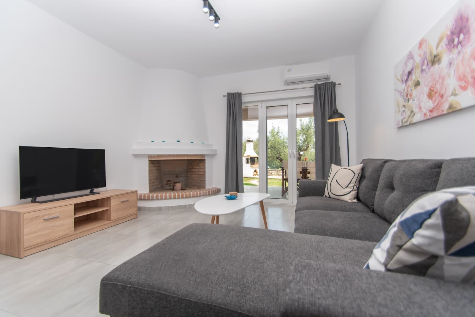 Living room with fireplace