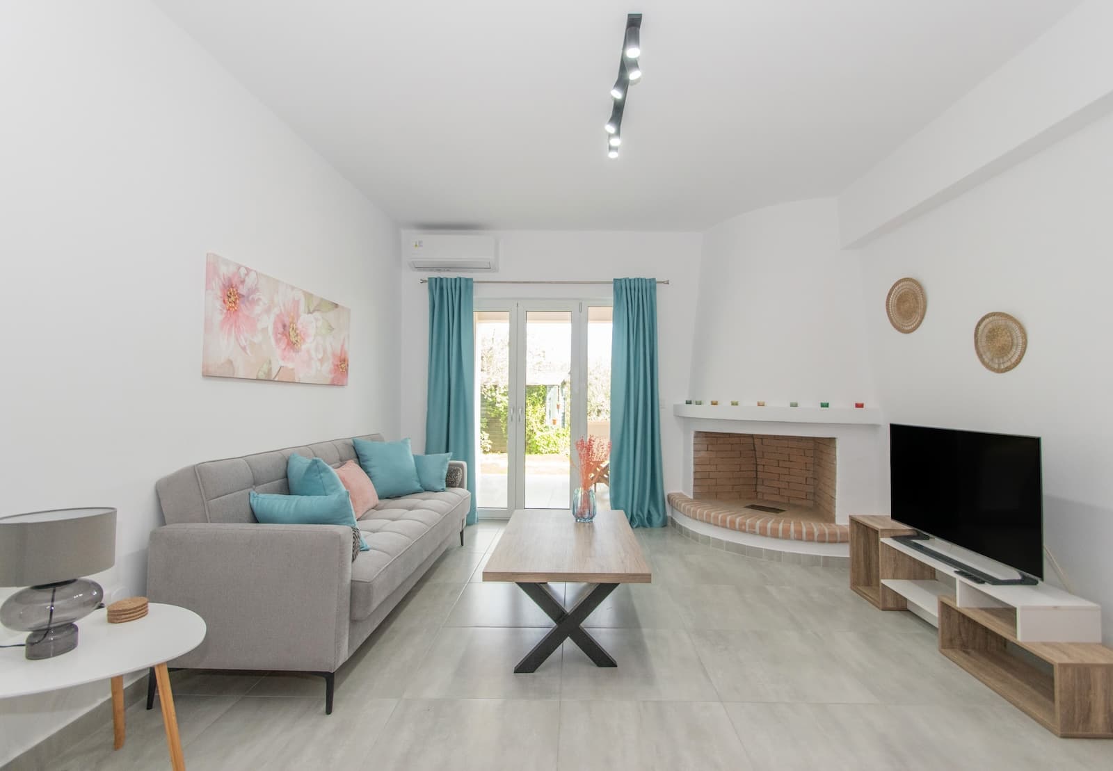 Living room with fireplace