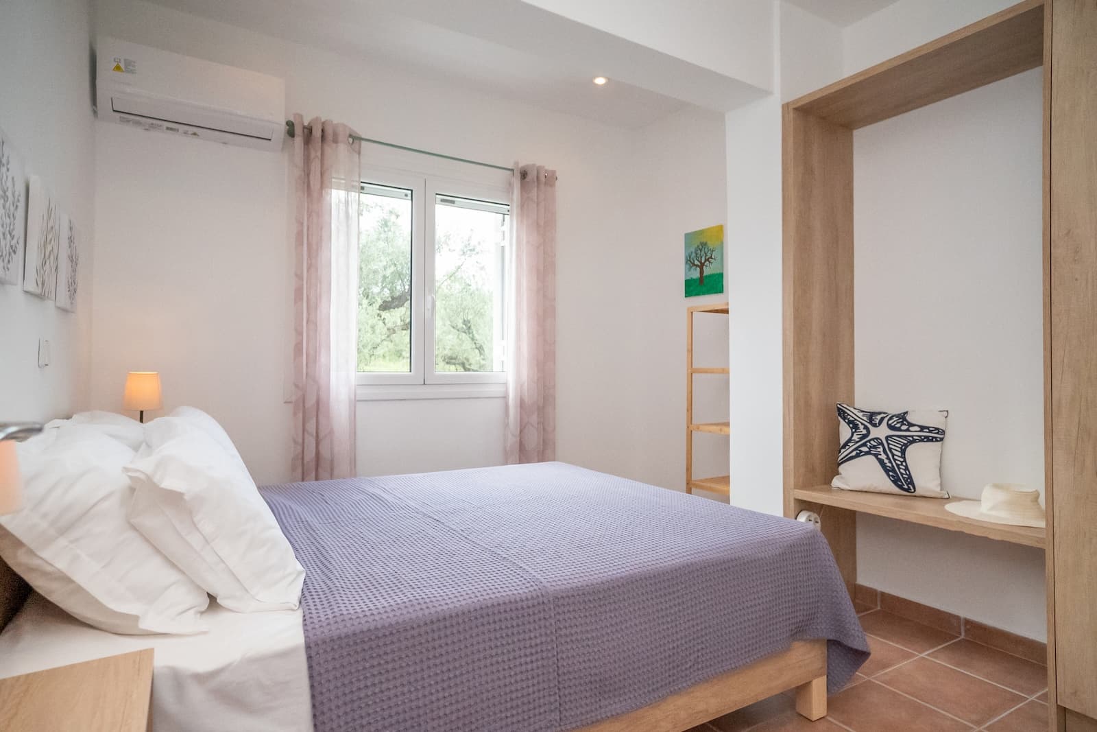 Bedroom with olive trees view