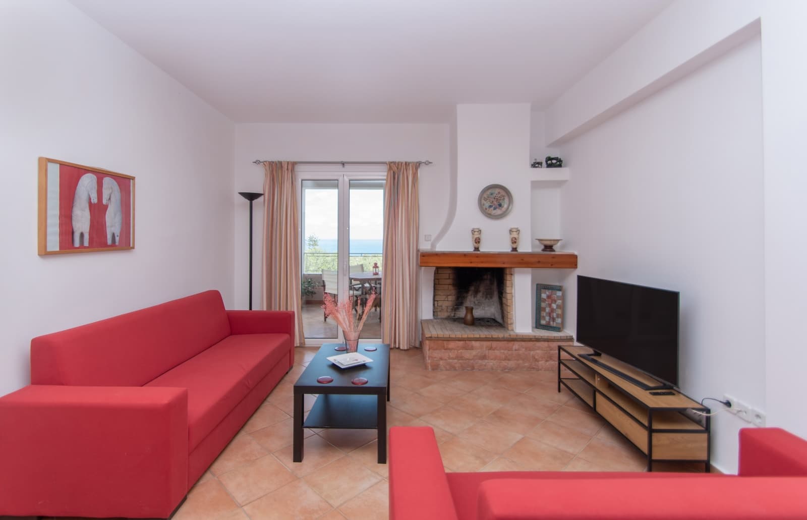 Living room with fireplace